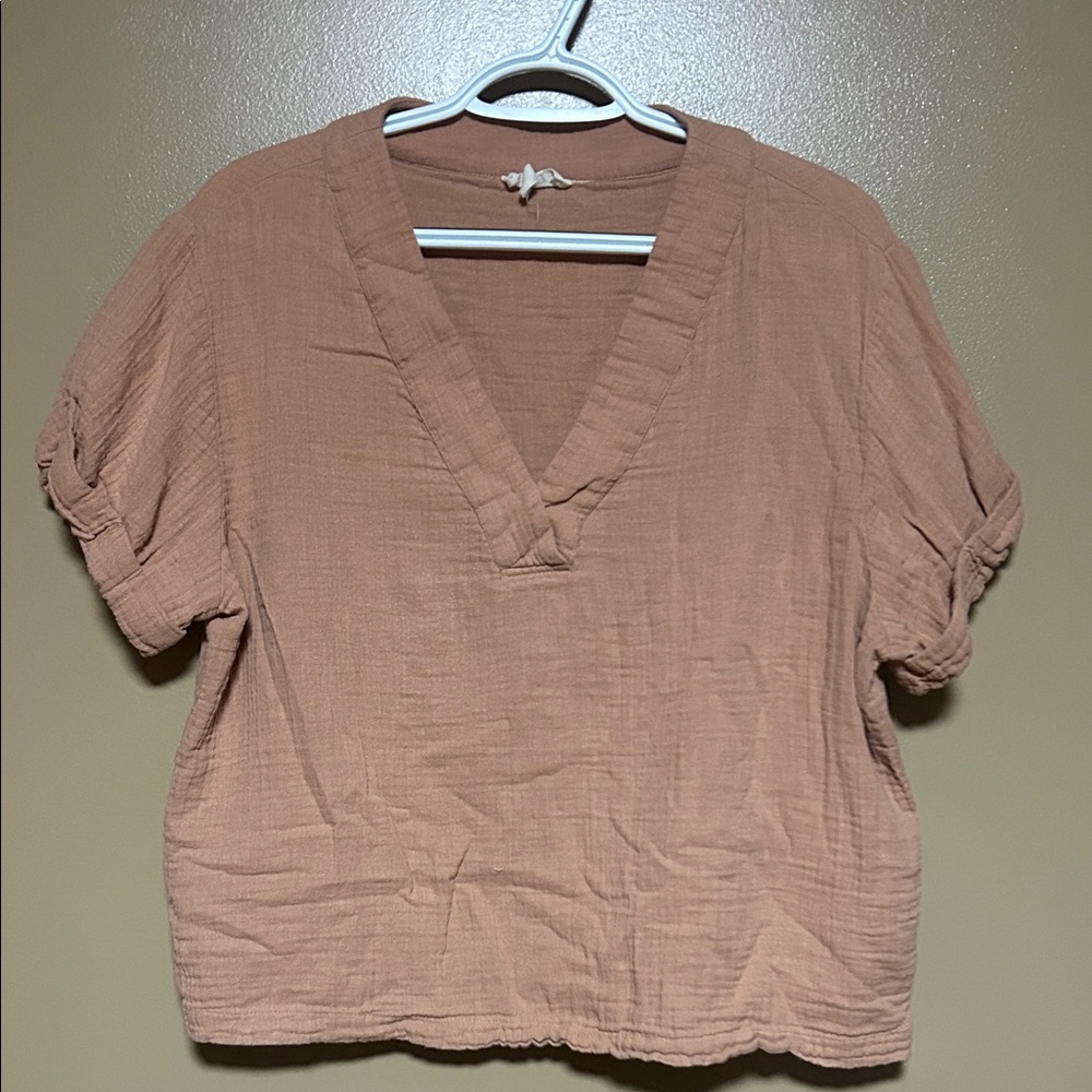 Women's Dusty Orange V-Neck Top